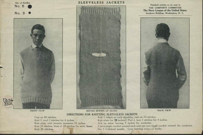 Sleeveless Jacket Pattern. 1917. Wisconsin Historical Society Pamphlet Collection.