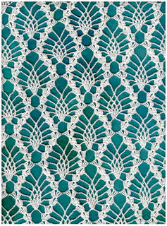 White knit lace on a teal background